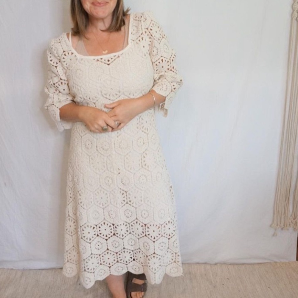Beautiful We Are Kindred crochet midi dress and slip US size 12